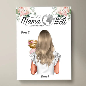Beste Mama auf der Welt - Personalisiertes Poster (Mutter mit Kindern)