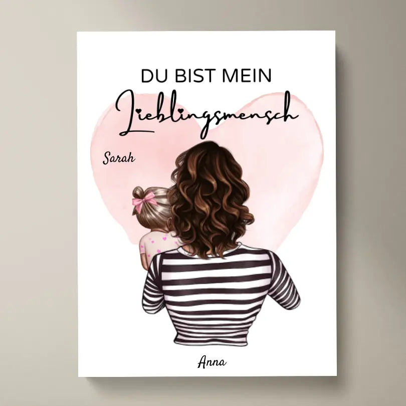 Mama, mein Lieblingsmensch - Personalisiertes Poster (Mutter mit 1-4 Kindern)