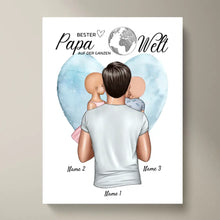 Load image into Gallery viewer, Bester Papa auf der Welt - Personalisierte Leinwand (Vater mit Kindern)
