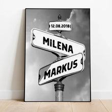 Load image into Gallery viewer, Straßenschild bestes Pärchen - Personalisierte Leinwand
