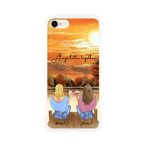 Best Friends/ Sisters with Drink - Personalised Mobile Phone Case (up to 4 people)