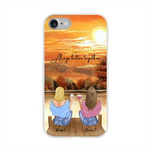 Best Friends/ Sisters with Drink - Personalised Mobile Phone Case (up to 4 people)