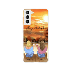 Best Friends/ Sisters with Drink - Personalised Mobile Phone Case (up to 4 people)