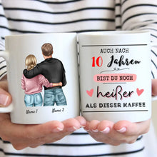 Load image into Gallery viewer, Heisser als Kaffee - Personalisierte Tasse für Pärchen, Jahrestag, Hochzeitstag
