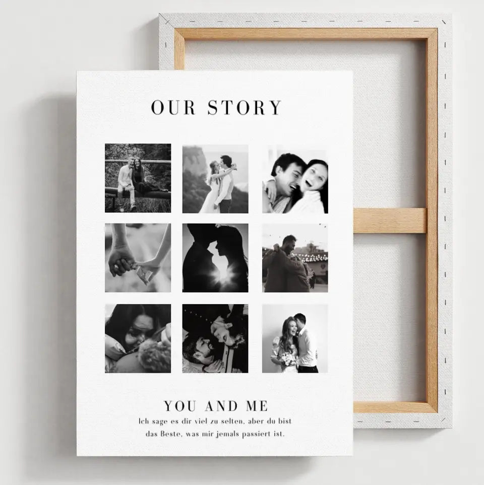 "Our Story" Personalisierte Foto-Collage Leinwand für Pärchen, deinen Partner