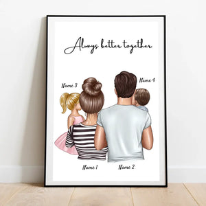 Happy Family with Children - Personalized Poster