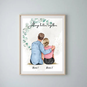 In your arms - Personalized couple poster (gift for your partner)