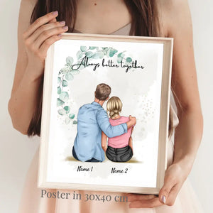 In your arms - Personalized couple poster (gift for your partner)