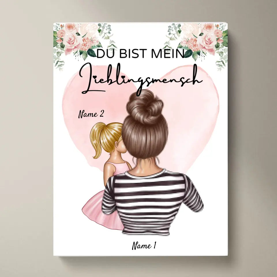 Mama, mein Lieblingsmensch - Personalisiertes Poster (Mutter mit 1-4 Kindern)