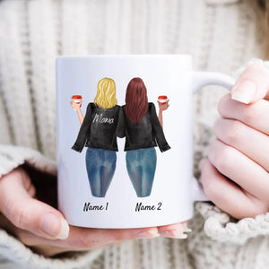 To my mom - Personalized mug (mother with children in leather jacket)