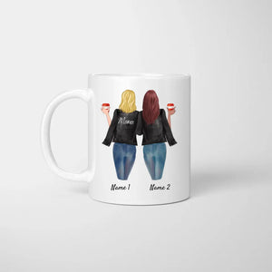 To my mom - Personalized mug (mother with children in leather jacket)