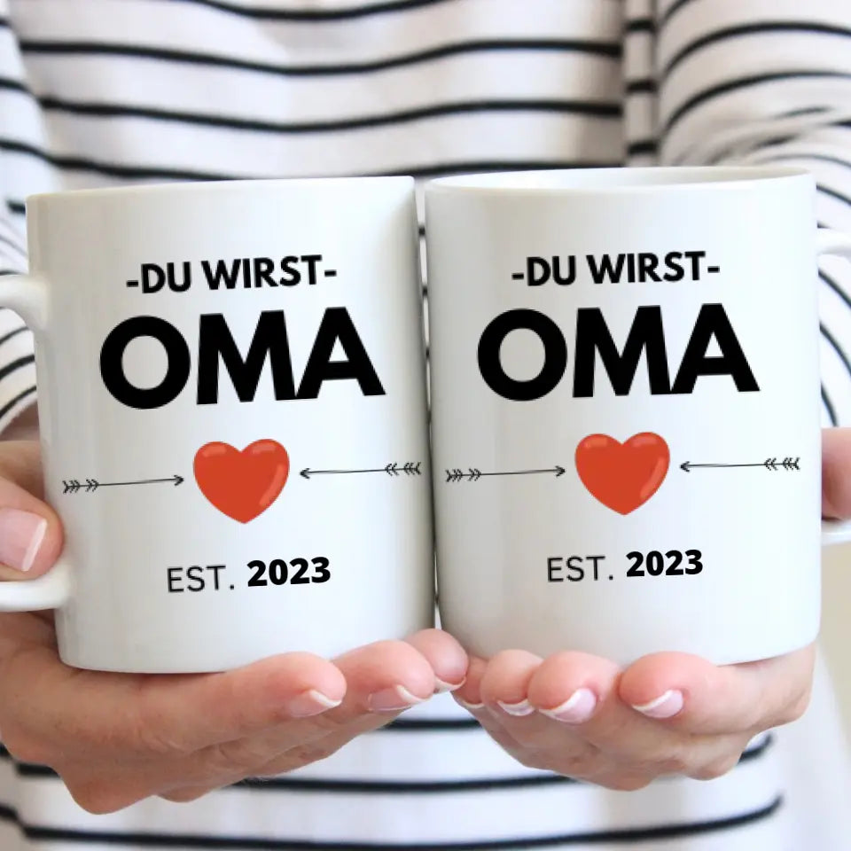 Du wirst Oma/ Opa - Personalisierte Tasse zur Verkündung, Überraschung