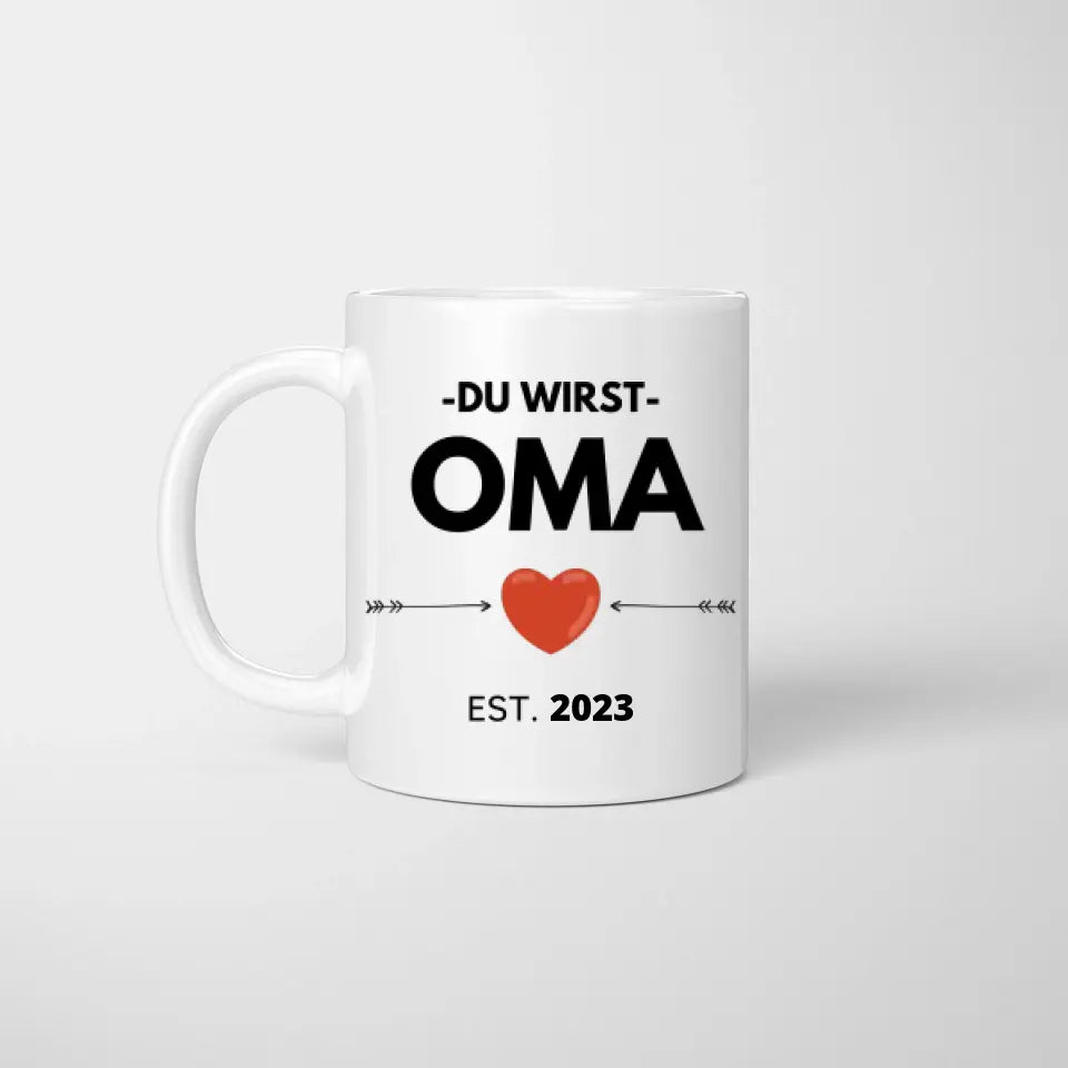 Du wirst Oma/ Opa - Personalisierte Tasse zur Verkündung, Überraschung