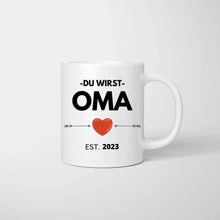 Load image into Gallery viewer, Du wirst Oma/ Opa - Personalisierte Tasse zur Verkündung, Überraschung
