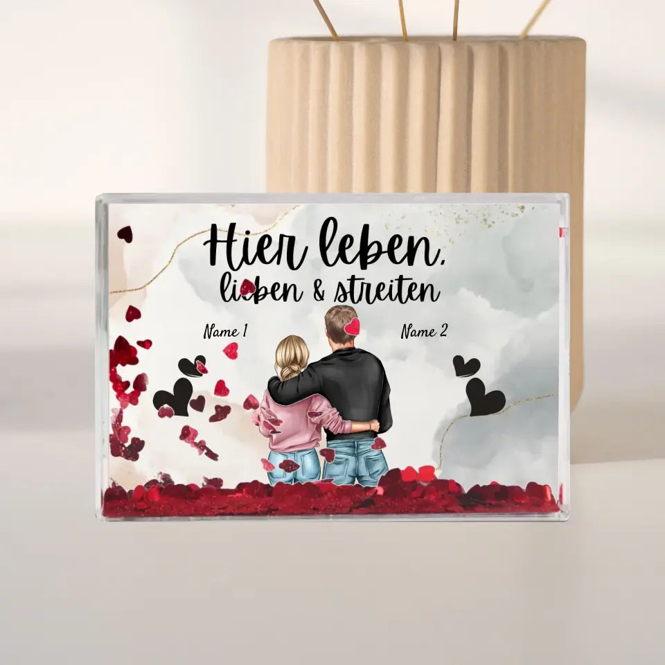 Personalisierter Schüttelrahmen - Bestes Pärchen, Schneekugel Geschenk, Herzkonfetti