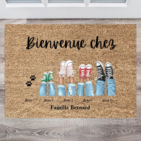 Bienvenue chez nous - Paillasson personnalisé Famille