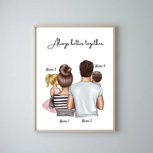 Happy Family with Children - Personalized Poster