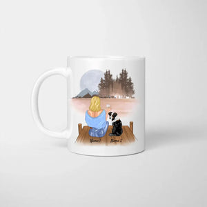 Woman with Dog & Drink - Personalized Mug (1-2 Dogs)