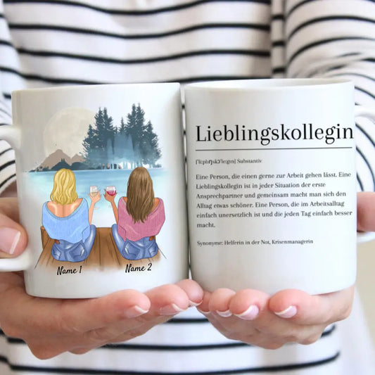 Lieblingskollegin Definition - Personalisierte Tasse für Arbeitskolleginnen - Geschenk Abschied, Jobwechsel (2-4 Personen)