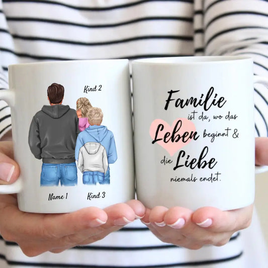 Dad with children - Personalized Mug (1-3 children, teenager)