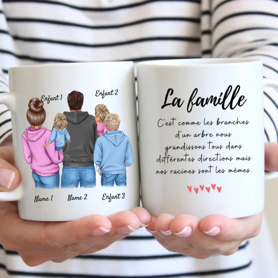 Ma famille - Mug personnalisé (1-4 enfants, adolescents)