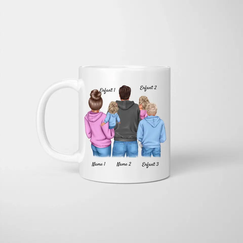 Ma famille - Mug personnalisé (1-4 enfants, adolescents)