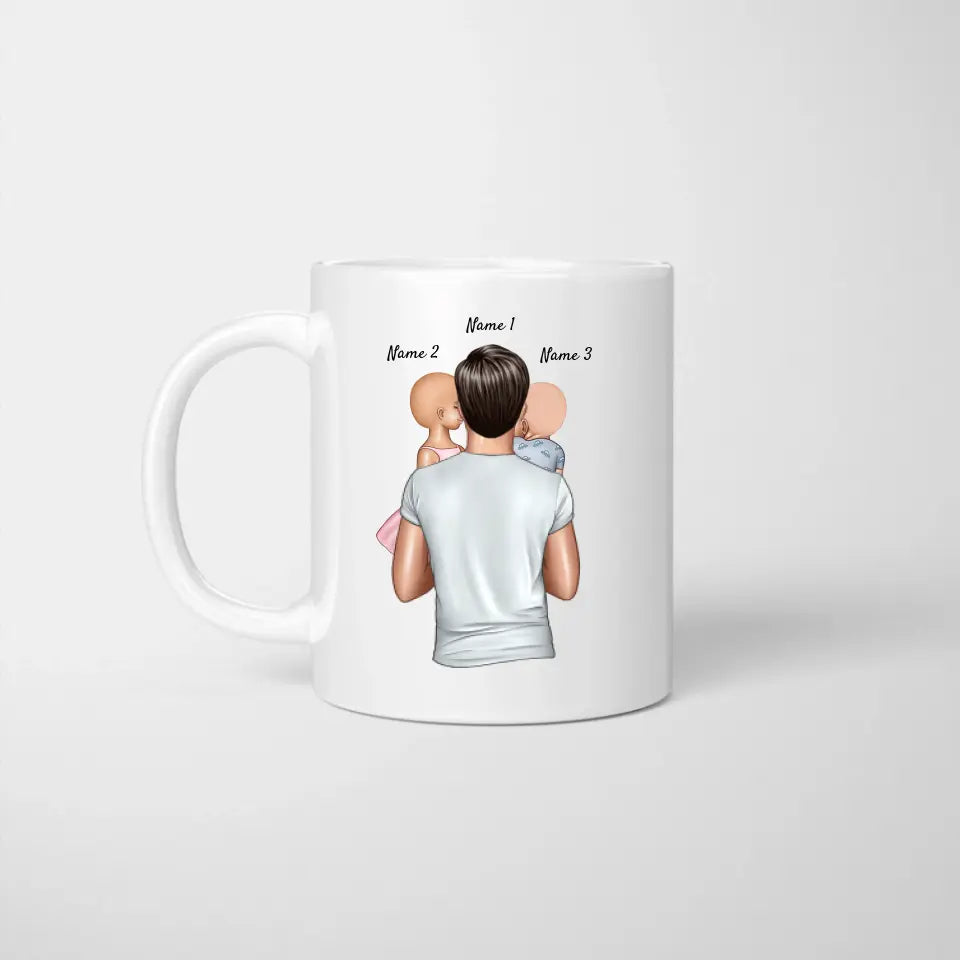 Papa avec enfants - Mug personnalisé (1-4 enfants)