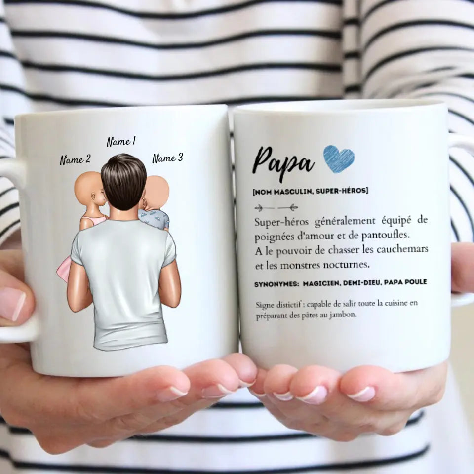 Papa avec enfants - Mug personnalisé (1-4 enfants)