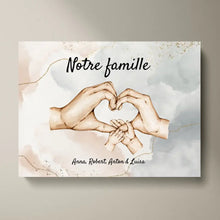 Load image into Gallery viewer, Toile personnalisée &quot;Notre famille&quot; (2-8 personnes, animaux domestiques)
