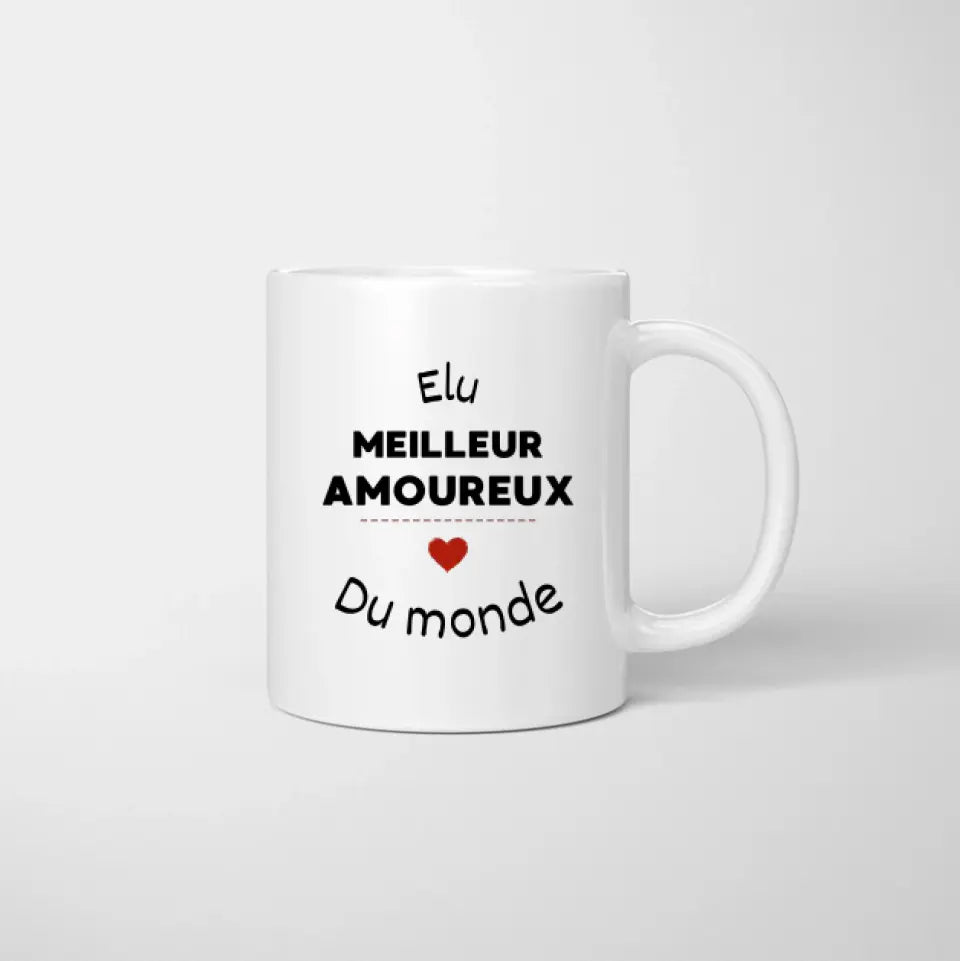 Élu meilleur amoureux du monde -  Mug personnalisé pour couple (homme & femme)