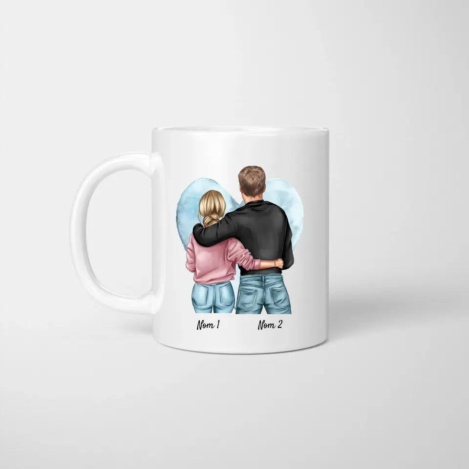 Grâce à toi, je vois la vie en rose -  Mug personnalisé pour couple (homme & femme)