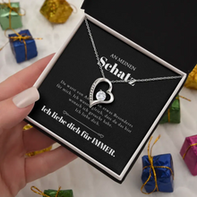 Load image into Gallery viewer, Ich liebe dich - Halskette mit Gold-Herzanhänger &amp; personalisierter Karte (Valentinstagsgeschenk)
