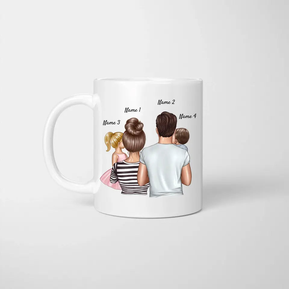 Ma famille, parents avec enfants - Mug personnalisé (1-4 enfants)