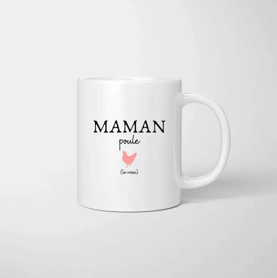 Maman poule (le vraie) - Mug personnalisé (1-4 enfants, adolescents)