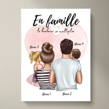 Load image into Gallery viewer, Happy Family, Famille heureuse - Poster Personnalisé (Parents avec 1-3 enfants)
