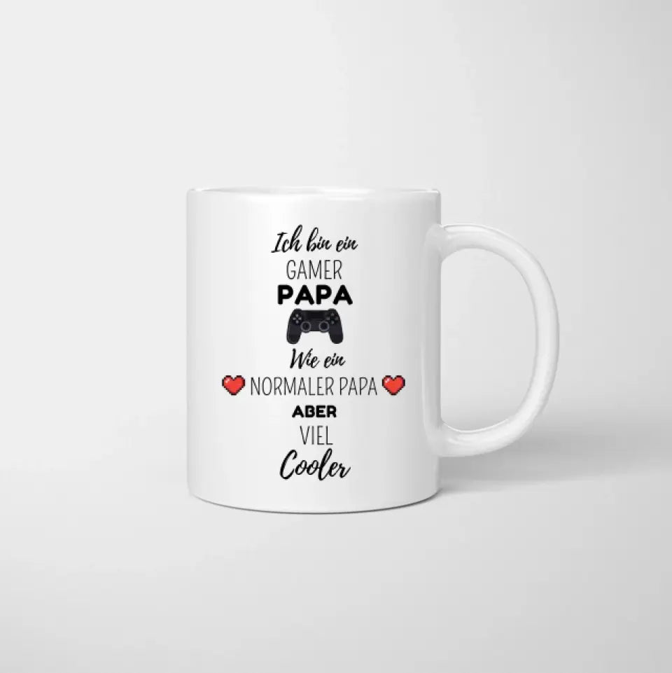 Cooler Gamer PAPA - Personalisierte Tasse für Väter (mit 1-4 Kinder)