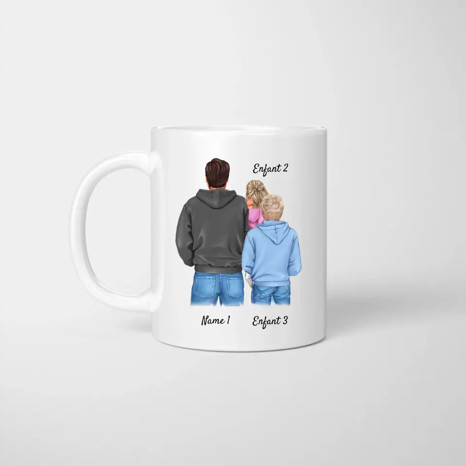 Papa avec enfants - Mug personnalisé (1-3 enfants, adolescents)