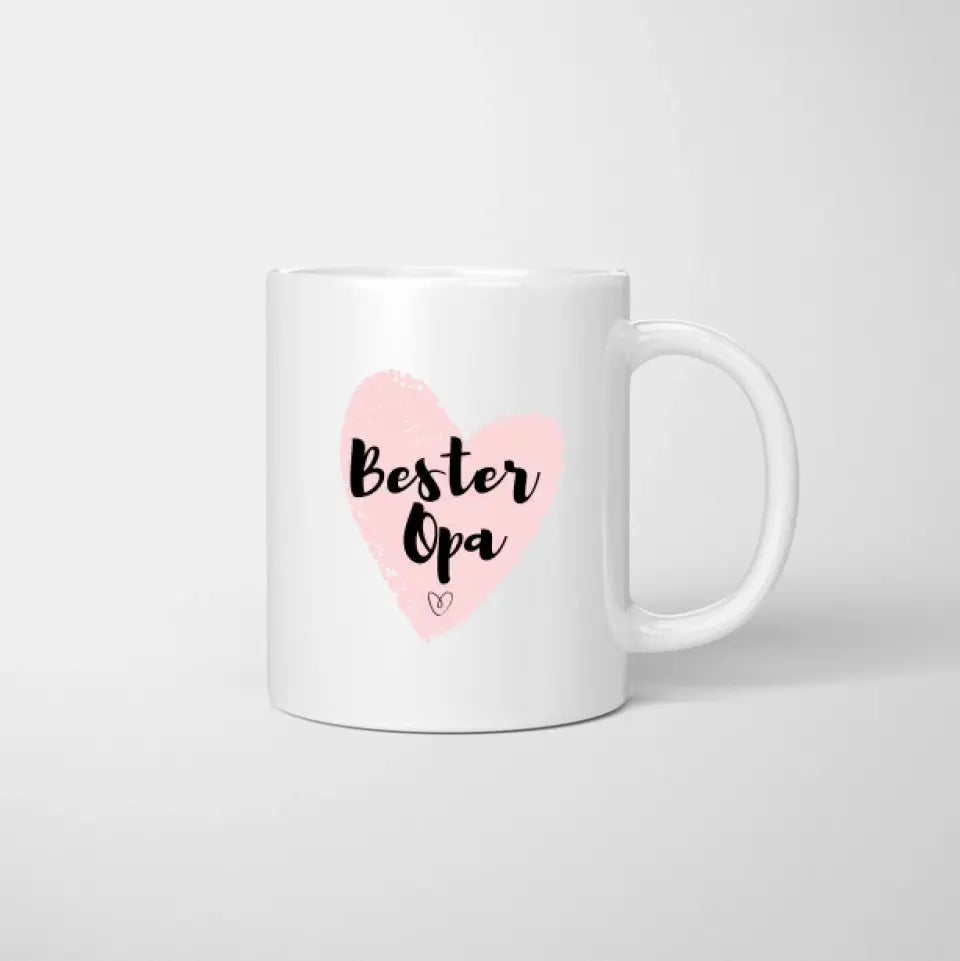 Opa mit Enkel im Arm - Personalisierte Tasse (Großvater mit Enkelkindern)