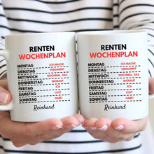 Load image into Gallery viewer, Renten Wochenplan - Personalisierte lustige Tasse zum Geburtstag (Rentner-Edition)
