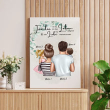 Load image into Gallery viewer, Wo die Liebe niemals endet - Personalisiertes Familien-Poster (Eltern mit Kinder)
