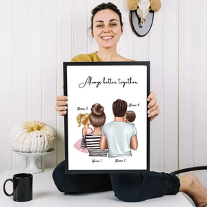 Happy Family with Children - Personalized Poster