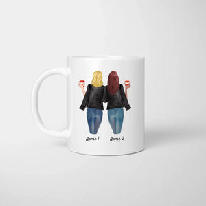 Favorite Sisters Leather Jacket & Drink - Personalized Mug (2-3 Sisters)