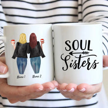 Load image into Gallery viewer, Favorite Sisters Leather Jacket &amp; Drink - Personalized Mug (2-3 Sisters)
