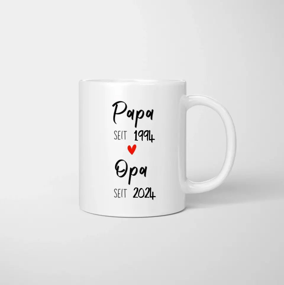 Vom Papa zum Opa - Personalisierte Tasse zur Verkündung (Papa seit, Opa seit, Jahreszahlen)