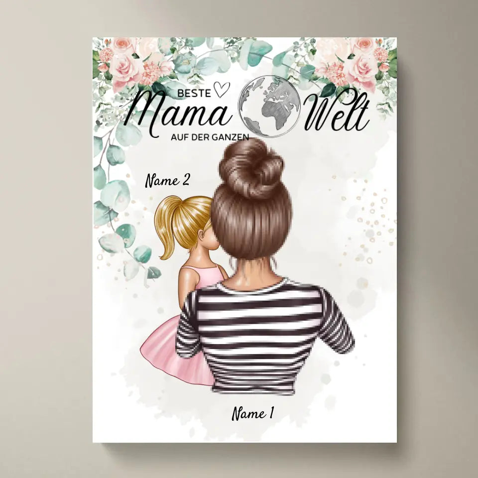 Beste Mama auf der Welt - Personalisiertes Poster (Mutter mit Kindern)