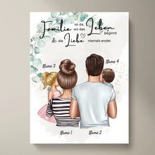 Load image into Gallery viewer, Wo die Liebe niemals endet - Personalisiertes Familien-Poster (Eltern mit Kinder)
