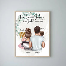 Load image into Gallery viewer, Wo die Liebe niemals endet - Personalisiertes Familien-Poster (Eltern mit Kinder)
