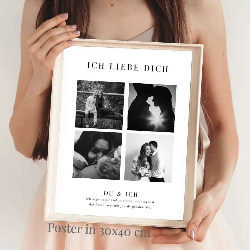 "Ich liebe dich" Personalisierte Foto-Collage Poster für Pärchen, deinen Partner copy