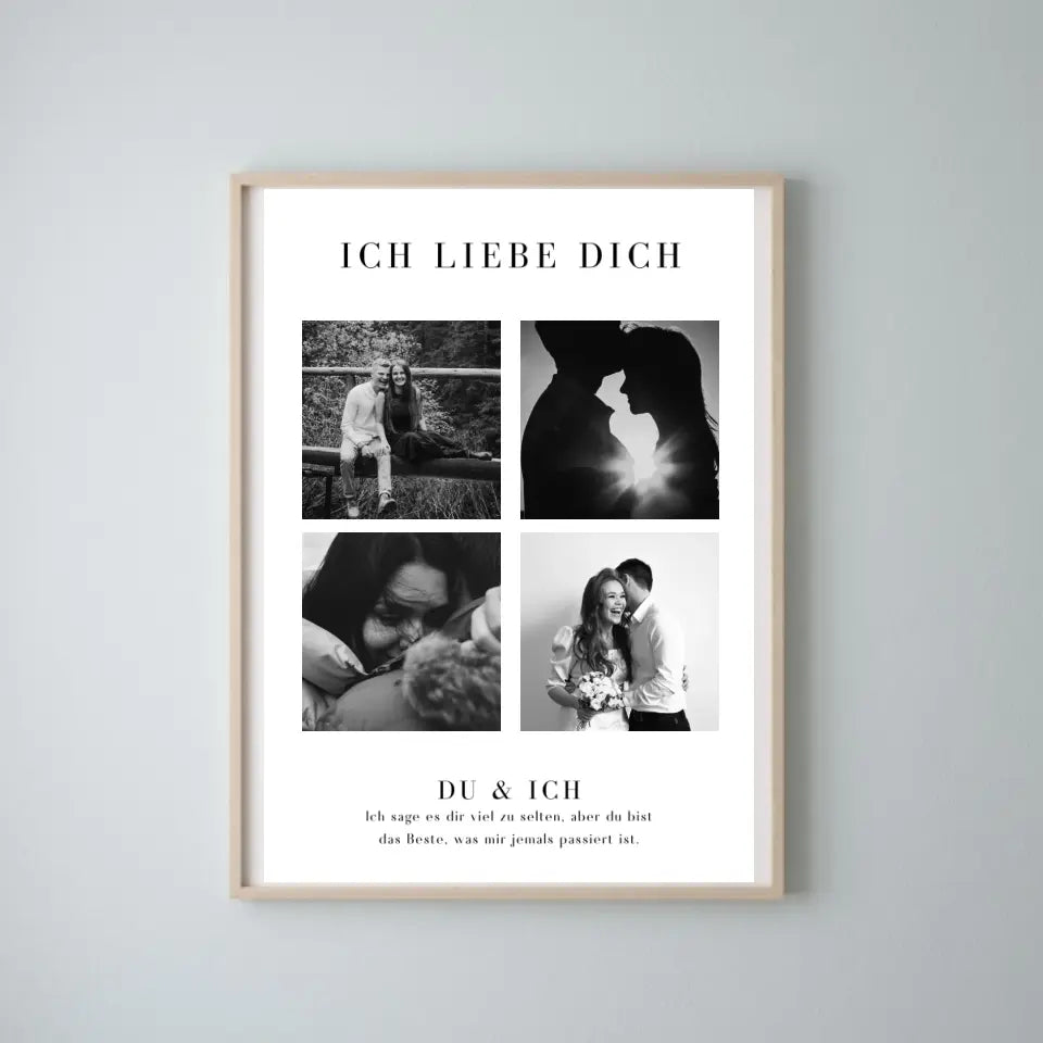 "Ich liebe dich" Personalisierte Foto-Collage Poster für Pärchen, deinen Partner copy