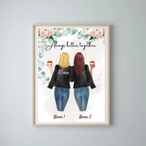 Best Mum in Leather Jacket - Personalised Poster (2-3 women)